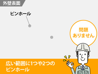 広い範囲に1つや2つのピンホール