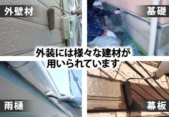 外装には様々な建材が 用いられています