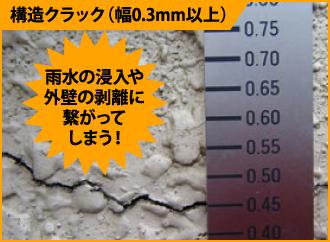 構造クラック（幅0.3mm以上）