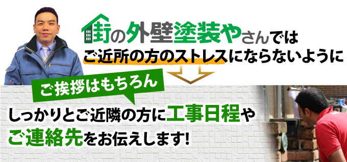 街の外壁塗装やさんではご近隣の方に工事日程やご連絡先をお伝えします!