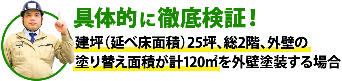 建坪25坪、塗り替え面積120平米のお住まいを外壁塗装する際に必要な塗料の量を検証！