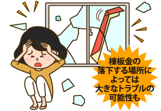 棟板金は落下する場所によっては大きなトラブルの原因にもなる