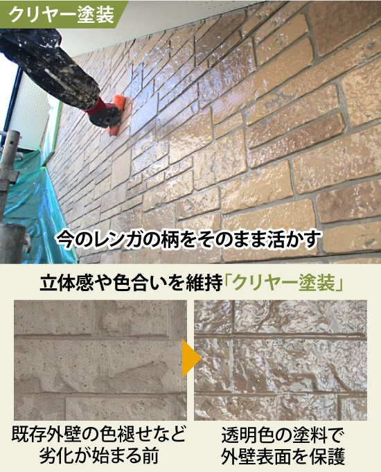 クリヤー塗装は今のレンガの柄をそのまま活かします