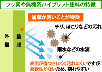 フッ素や無機系ハイブリット塗料の特徴