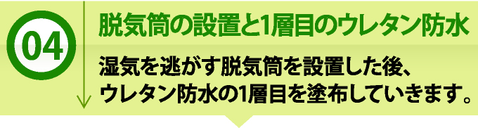 脱気筒の設置と１層目のウレタン防水