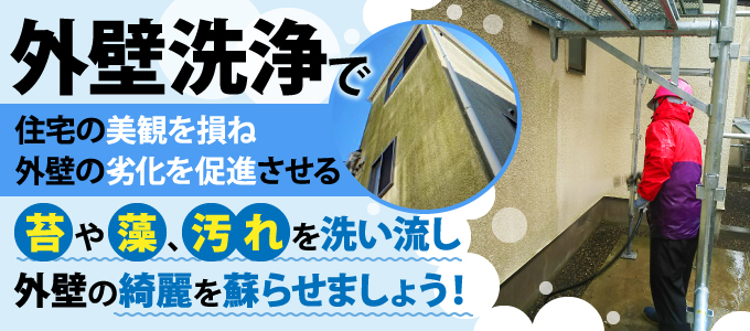 外壁洗浄で苔や藻、汚れを洗い流し外壁のきれいを蘇らせましょう