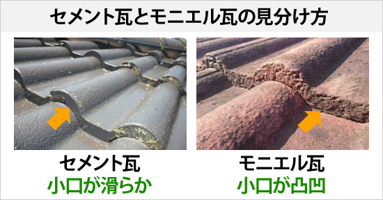 セメント瓦とモニエル瓦の見分け方