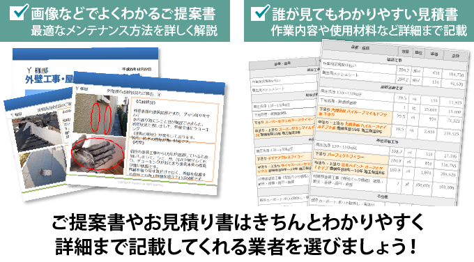 ご提案書やお見積り書はきちんとわかりやすく詳細まで記載してくれる業者を選びましょう!