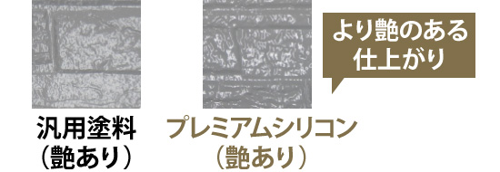 プレミアムシリコン（艶あり）の方がより艶のある仕上がりに