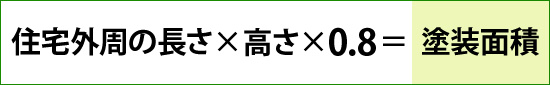 住宅外周の長さ×高さ×0.8=塗装面積