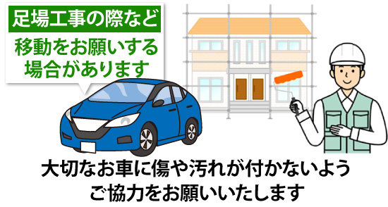 大切なお車に傷や汚れが付かないようご協力をお願いいたします