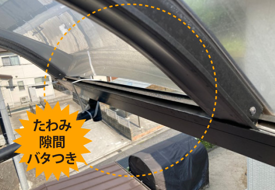 たわみ、隙間、バタつき