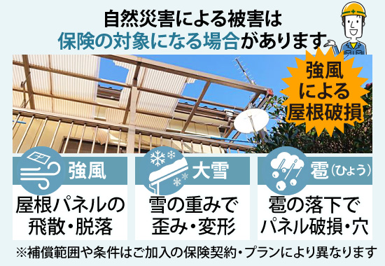 自然災害による被害は保険の対象になる場合があります