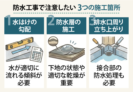 防水工事で注意したい 3つの施工箇所