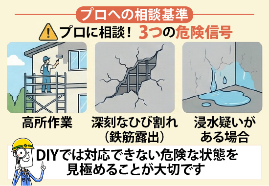 DIYでは対応できない危険な状態を見極めることが大切です