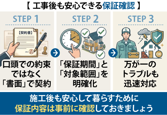 施工後も安心して暮らすために保証内容は事前に確認しておきましょう
