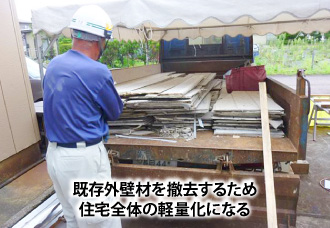 既存外壁材を撤去するため住宅全体の軽量化になる