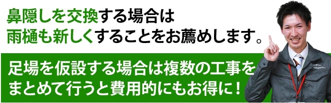 鼻隠しを交換する場合は雨樋も新しくすることをお薦めします