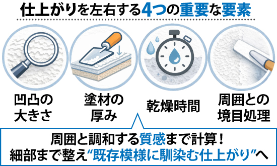 周囲と調和する質感まで計算！細部まで整え“既存模様に馴染む仕上がり”へ
