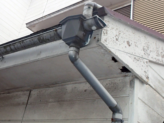 下屋根軒天にも穴