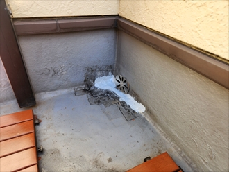 ドレン周りから雨漏り