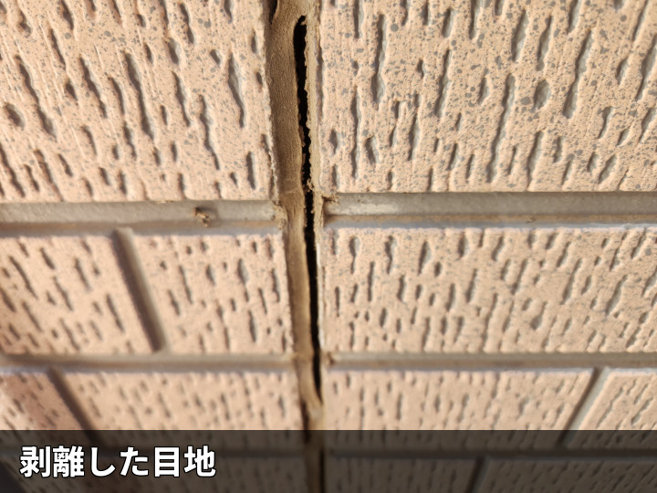 剥離した外壁目地