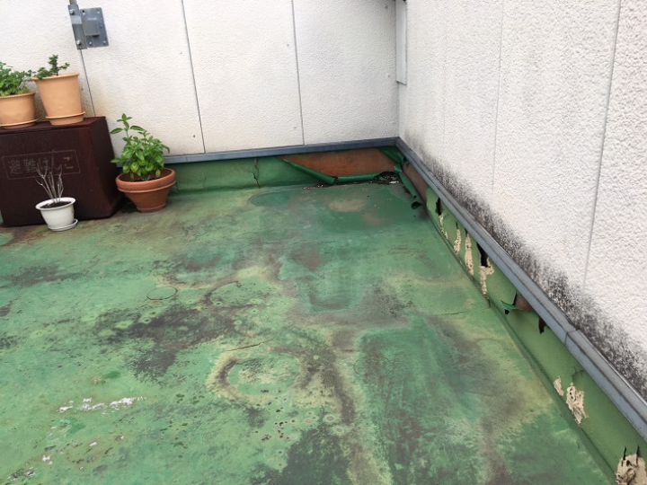床がボロボロの陸屋根