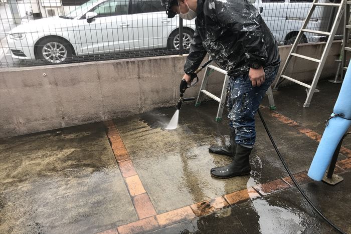 駐車場の洗浄