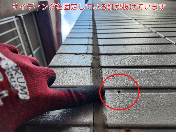サイディングの釘抜け
