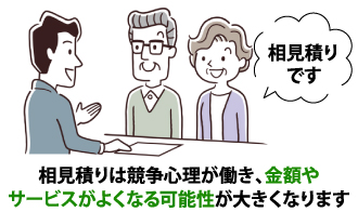 相見積もりでは金額やサービスが良くなる可能性が大きくなります