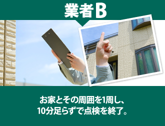 業者Bはお家とその周辺を一周し１０分足らずで終了