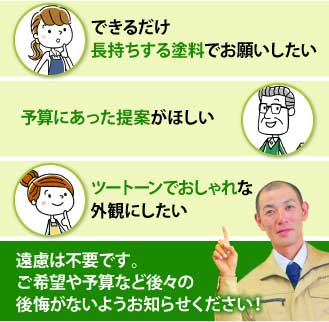 ご予算やご要望を遠慮なくお伝えください