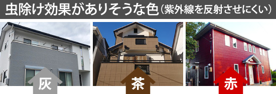 虫除け効果がありそうな色(紫外線を反射させにくい)