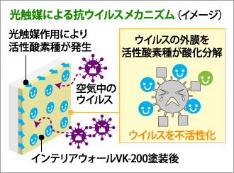 光触媒による抗ウイルスメカニズム（イメージ）