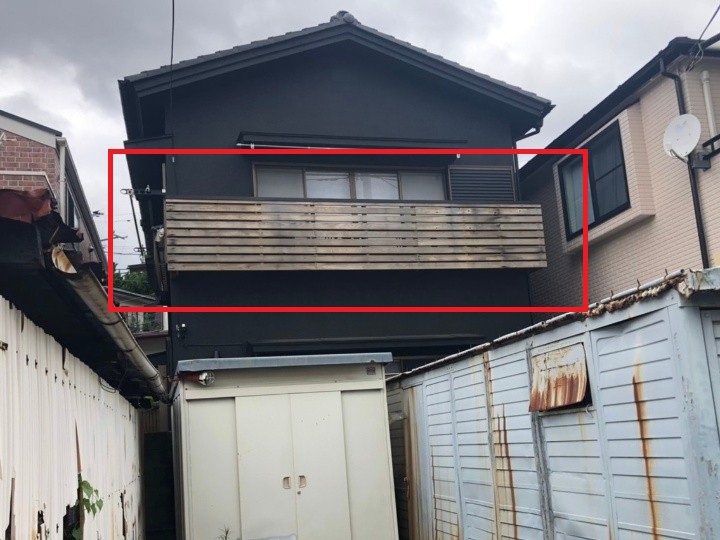 バルコニー木製柵劣化