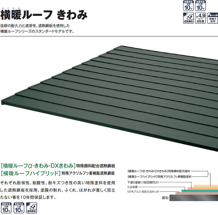 横暖ルーフは屋根葺き替え工事、屋根カバー工法に最適な、耐震性に優れた超軽量屋根材です！