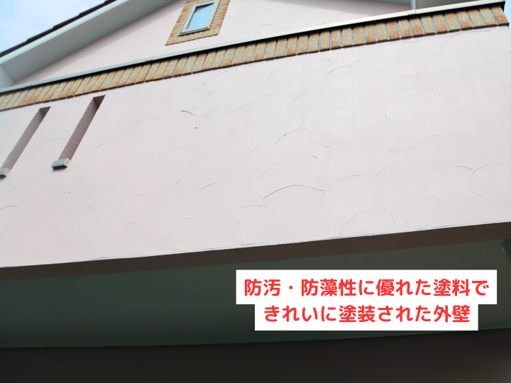 防汚・防藻性に優れた塗料できれいに塗装された外壁