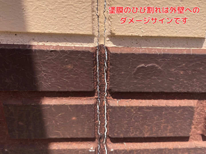塗装の劣化（塗膜ひび割れ）