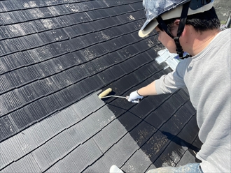小金井市貫井南町でスレート屋根の塗装工事をおこなっています