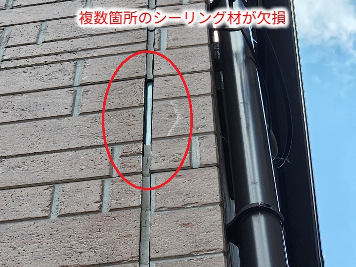 複数箇所の目地欠損