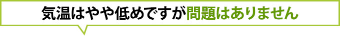 気温はやや低めですが問題はありません